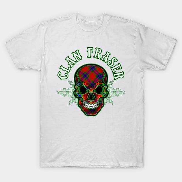 Scottish Clan Fraser Tartan Celtic Skull T-Shirt by Celtic Folk